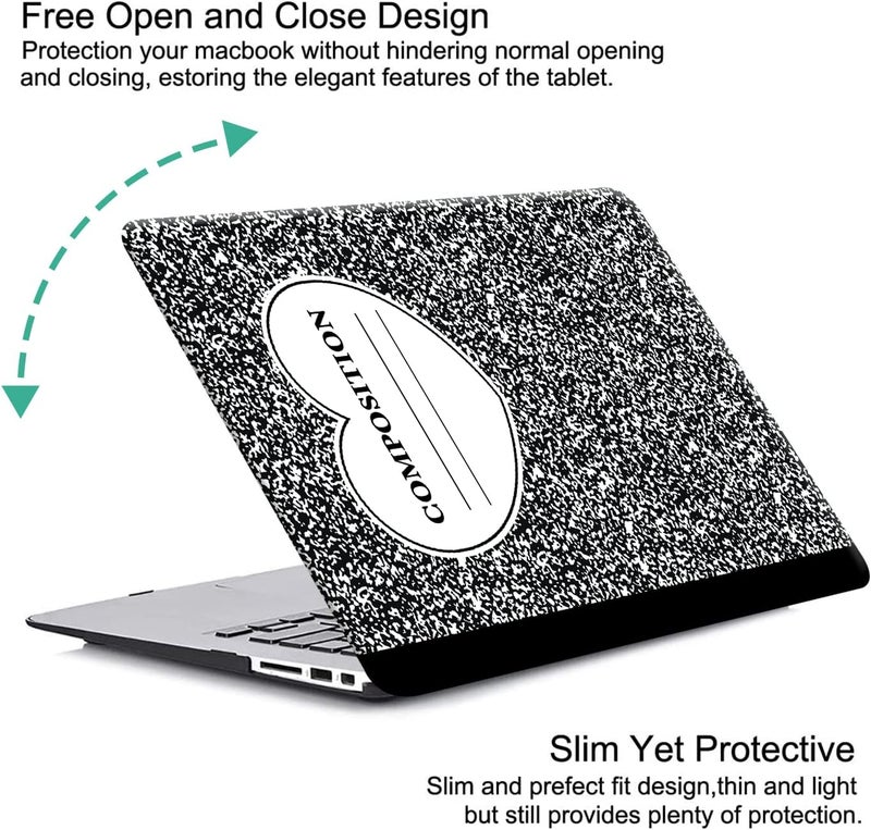 KEROM Compatible for MacBook Air 13 inch Case 2025-2022 M4 M3 M2 A3240 A3113 A2681, MacBook Air M4 13 inch Case, Protective Plastic Hard Shell & Keyboard Cover for Mac Air 13.6'', Composition Book - Image 3